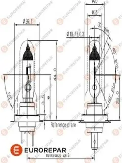 Лампа H7 12V 55W PX26d EUROREPAR 1616431480 Купити в Україні
