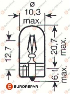 8539293090 E:ЛАМПА 12V-W5W EUROREPAR 1616431580