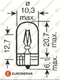 Автолампочка безцокольна 12V-W5W EUROREPAR 1616431580 Купити в Україні