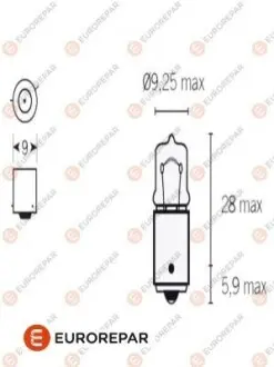 8539293090 ЛАМПОЧКА 12V-H6W EUROREPAR 1616431880 Купити в Україні