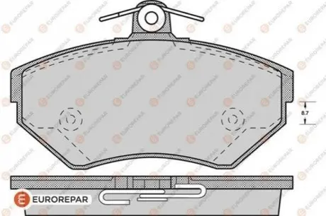 Колодки гальмівні (передні) Seat Cordoba/Ibiza/VW Caddy/Golf/Polo 91-04 EUROREPAR 1617254380 Купити в Україні