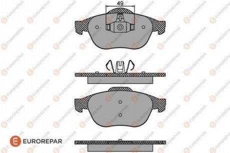 Тормозные колодки (передние) Renault Megane II 04-09/Scenic II/III/Grand Scenic II/III 03- EUROREPAR 1617272880