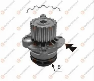 Помпа води Audi A3-A6/Seat/Skoda Octavia/VW Golf/Passat/Caddy/Mitsubishi Lancer 1.9-2.0TDI 00- (19z) EUROREPAR 1637172880 Купити в Україні
