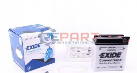 Акумуляторна батарея 11Ah/95A (121x59x131/+R/B0) (мото) (сухозаряджений) EXIDE 6N11A-1B Купити в Україні