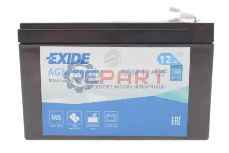Аккумуляторная батарея 12Ah/150A (150x100x100/+L/B0) (AGM) (мото) EXIDE AGM1212F