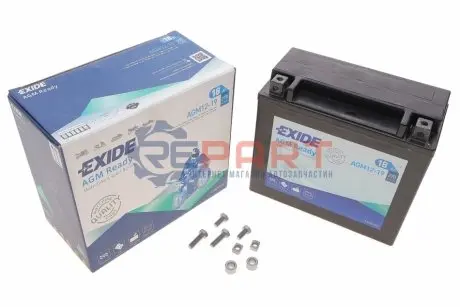 Акумуляторна батарея 18Ah/270A (175x90x155/+R/B0) (AGM) (мото) EXIDE AGM12-19 Купити в Україні