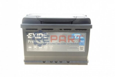 Аккумулятор 77Ah-12v PREMIUM (278х175х190), R, EN760 EXIDE EA770 (фото 1)