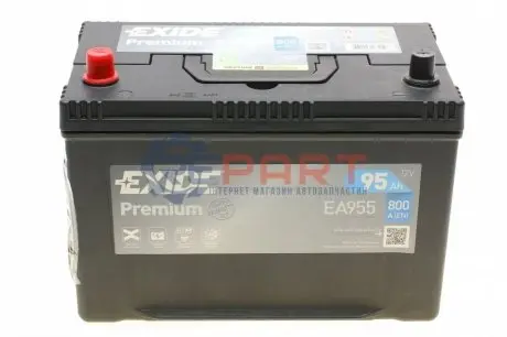 Акумуляторна батарея 95Ah/800A (306x173x222/+L/B01) Premium Азія EXIDE EA955 Купити в Україні