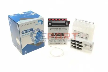 Акумуляторна батарея 14Ah/145A (134x89x166.1/+L/B0) (мото) (сухозаряджений) EXIDE EB14-B2 Купити в Україні