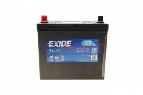 Аккумулятор 45Ah-12v EXCELL (234х127х220), L, EN330 Азия EXIDE EB455 (фото 1)