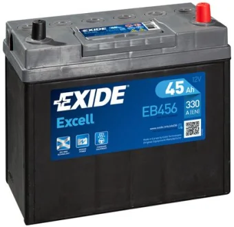 Аккумулятор 45Ah-12v Exide EXCELL(234х127х220),R,EN300 Азия тонк.клеммы !КАТ. -10% EXIDE EB456