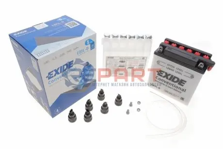 Акумуляторна батарея 5Ah/65A (120x60x130/+R/B0) (мото) (сухозаряджений) EXIDE EB5L-B Купити в Україні