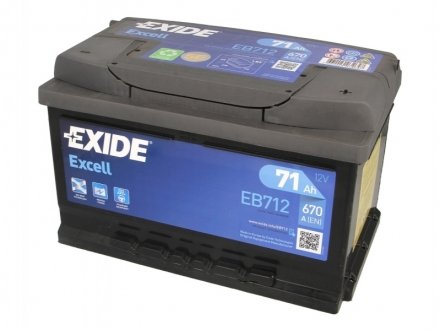 Стартерная батарея (аккумулятор) EXIDE EB712 (фото 1)