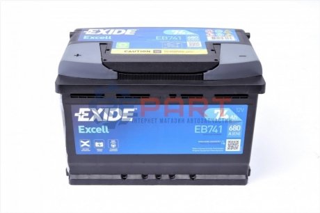 Аккумулятор 74Ah-12v EXCELL (278х175х190), L, EN680 EXIDE EB741 (фото 1)