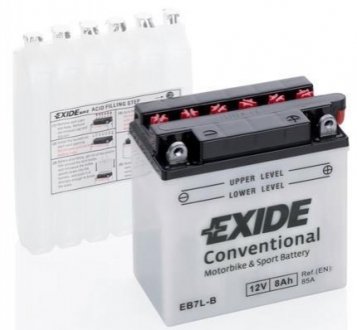 Акумуляторна батарея 8Ah/85A (135x75x133/+R/B0) (Conventional) (мото) (сухозаряджений) EXIDE EB7LB