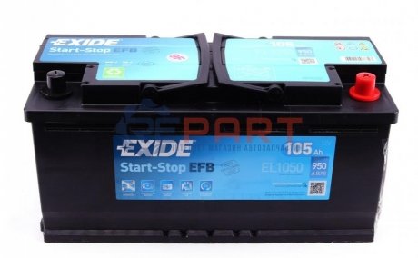 Аккумулятор 105Ah-12v EFB (392х175х190), R, EN950 EXIDE EL1050