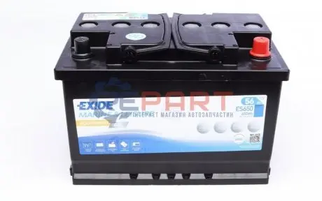 Акумуляторна батарея 56Ah/460A (278x175x190/+R/B13) (GEL/для водного транспорту) EXIDE ES650 Купити в Україні