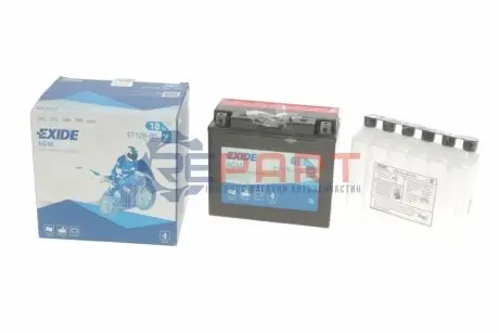 Акумуляторна батарея 10Ah/160A (150x70x130/+L/B0) (AGM) (мото) (сухозаряджений) EXIDE ET12B-BS Купити в Україні