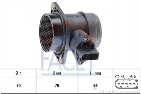 Витратомір повітря VW T5 2.0i 03-15 (знято з постачання) FACET 10.1221 Купити в Україні