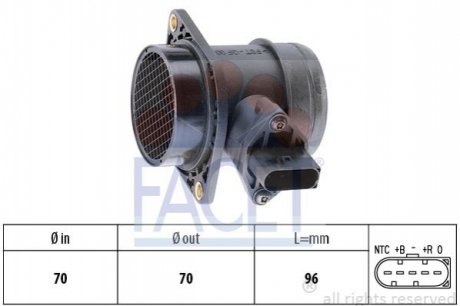 Расходомер воздуха (5 конт.) VW GOLF IV/SKODA OCTAVIA 1.2/1.8/2.0 96-10 FACET 10.1380 (фото 1)