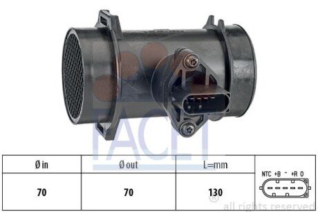 Расходомер воздуха (5 конт.) MB Sprinter 1.8-2.5D 95-06 FACET 10.1442