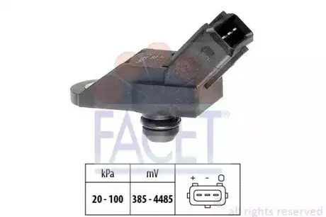 Датчик давления наддува (4 конт.) BERLINGO/PEUGEOT 106/205 1.1-3.0 87- FACET 10.3010 Купить в Украине