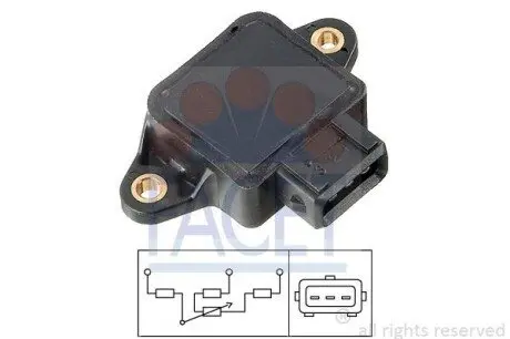 Датчик положення заслонки дросельної Chevrolet/Citroen/Fiat/Gaz/Kia/Opel/Peugeot/Uaz FACET 10.5002 Купити в Україні