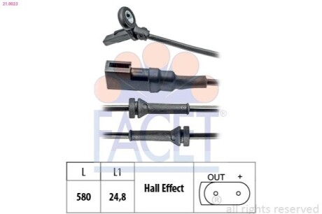 Датчик ABS Ford FOCUS 1.4-2.0 98-04 передний Л/Пр FACET 21.0023