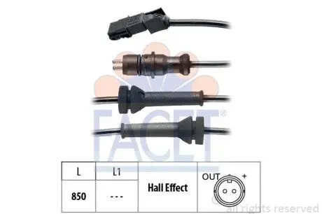 Датчик ABS (передній) Citroen C4 I/Peugeot 307 03-09 FACET 21.0035 Купити в Україні