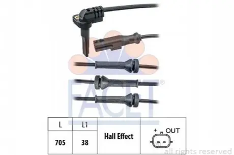 Датчик ABS Dacia DUSTER/Renault FLUENCE, MEGANE III, SCENIC III 08- перед Л/Пр FACET 21.0102 Купить в Украине