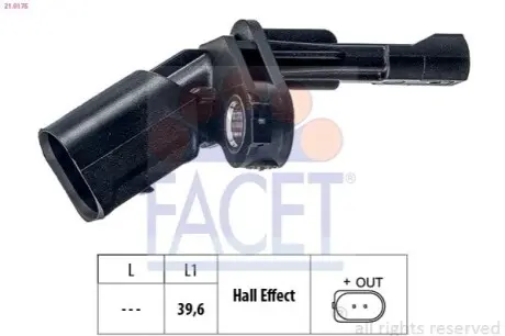 Датчик ABS задн. L VW PASSAT, TIGUAN, TOURAN 1.0-3.6 02.03- FACET 21.0175 Купить в Украине