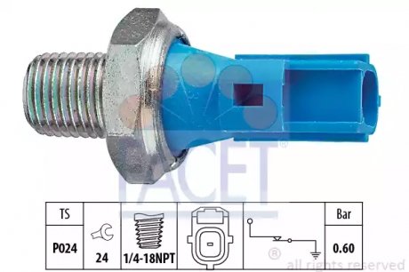 Датчик давления масла Ford Transit 2.4D 00-06 (0.6 bar) FACET 7.0147 (фото 1)