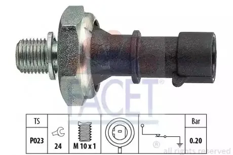 Датчик тиску оливи (0,2 bar/1 конт./чорний) Astra J/H/Zafira B/Cruze 03- 1.7CDTi FACET 7.0170 Купити в Україні
