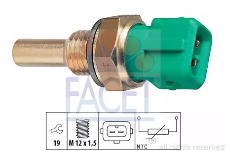 Датчик температури рідини охолодження. Датчик, температура охлаждающей жидкости. Датчик, температура охлаждающей жидкости FACET 73244 (фото 1)