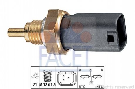 Датчик температури рідини охолодження. Датчик, температура охлаждающей жидкости. Датчик, температура охлаждающей жидкости FACET 73273 (фото 1)