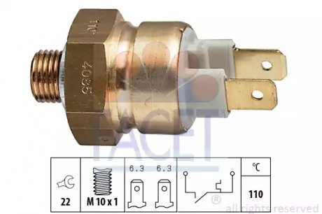 Датчик температуры Audi 100/80/A6 1.6-2.3 85-98 FACET 7.4085