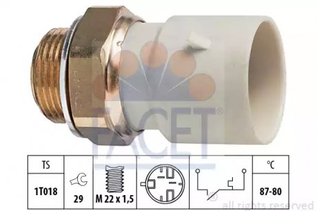 Термовимикач вентилятора радіатора FACET 75271