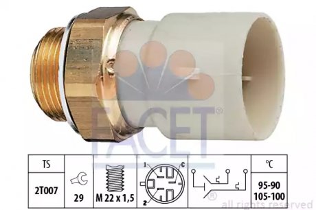 Датчик вмикання вентилятора Opel Astra F/Kadett E/Omega B 1.5-3.0 88-01 FACET 7.5688 (фото 1)