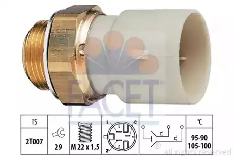 Датчик вмикання вентилятора Opel Astra F/Kadett E/Omega B 1.5-3.0 88-01 FACET 7.5688 Купить в Украине