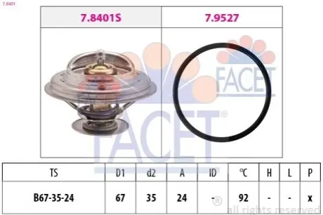 Термостат Audi A4/A6/VW Passat 2.4-2.8 97-05 (92°) FACET 7.8401 Купити в Україні