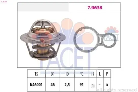 Термостат системи охолодження FACET 78524 Купити в Україні