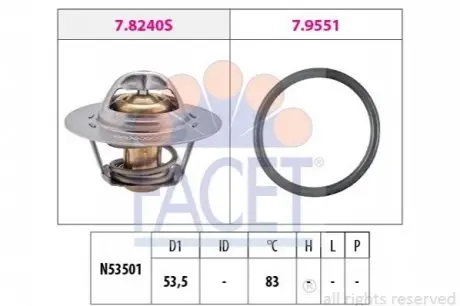 Термостат Opel Astra H/Vectra C/Saab 9-3 1.9 CDTI 04- (88C) FACET 7.8669 Купити в Україні