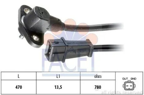 Фото Датчик колінчастого вала. Датчик колінчастого вала, маховик FACET (9.0003) зображення 1