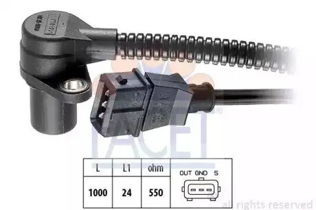 Датчик колінвала Opel Astra F/Omega B/Vectra A 1.8/2.0i 88-02 FACET 9.0164 Купити в Україні