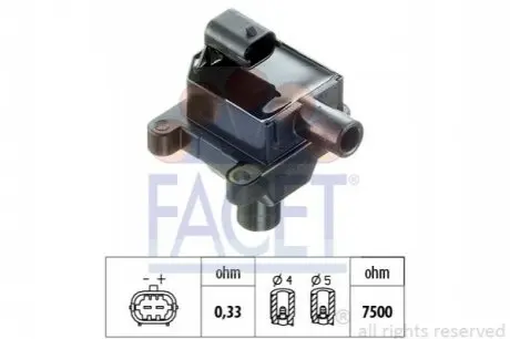 Катушка воспаления BERLINGO/C2/C3 I/C3/P206/P307 1.1-1.6 93- FACET 9.6305 Купить в Украине