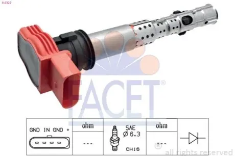 Котушка запалювання Audi A4/A6/A8/Q7/VW Touareg 2.0FSI-5.2FSI 02 FACET 96327 Купити в Україні