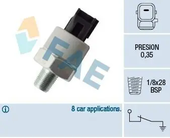 Датчик тиску масла (0,35Бар, 1 pin, чорн) SUBARU FORESTER, IMPREZA, LEGACY V, OUTBACK, TRIBECA 2.5/3.0 01.05 FAE 12549 Купити в Україні