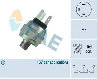 Вимикач світла гальма AUDI COUPE B2 VW GARBUS, GOLF I, JETTA I, PASSAT B2, SANTANA, SCIROCCO, TRANSPORTER T2, TRANSPORTER T3 01.60-04.93 FAE 21210