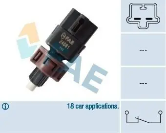 Вимикач світла гальма CITROEN C1 PEUGEOT 107 TOYOTA AVENSIS, AVENSIS VERSO, AYGO, CELICA, COROLLA VERSO 08.99-09.14 FAE 24681