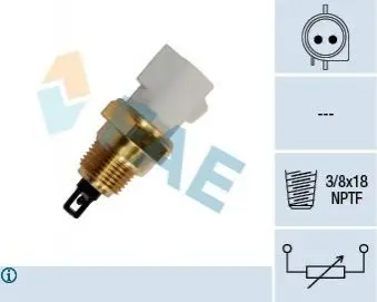 Датчик температури вхідного повітря FORD ESCORT IV, ESCORT IV EXPRESS, ESCORT V, ESCORT V EXPRESS, ESCORT VI, FIESTA, FIESTA III, GALAXY I, MONDEO I, MONDEO II, MONDEO III 1.1-3.0 11.77-03.07 FAE 33440